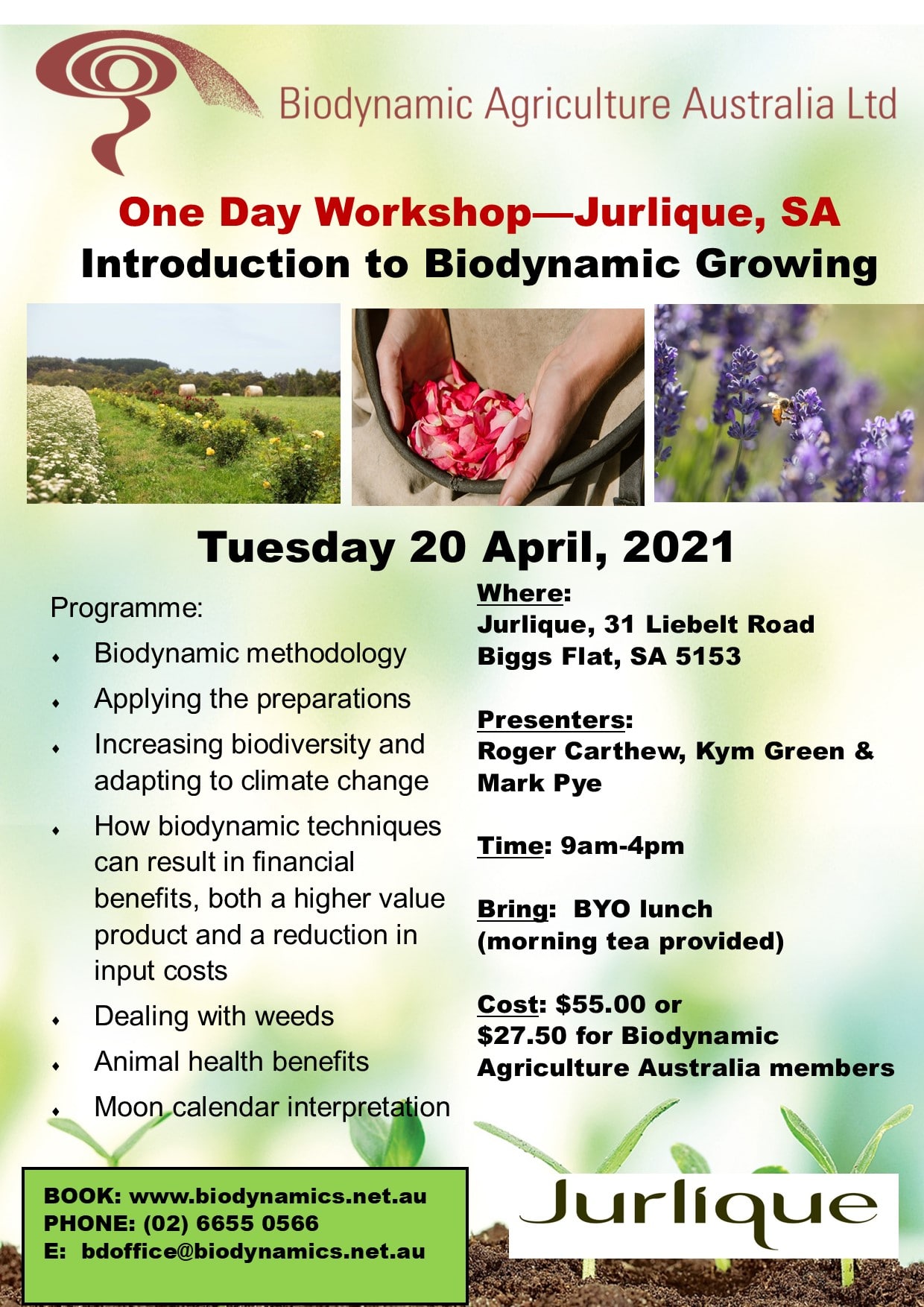 BD Introductory One Day Workshop - Jurlique, SA, April 2021